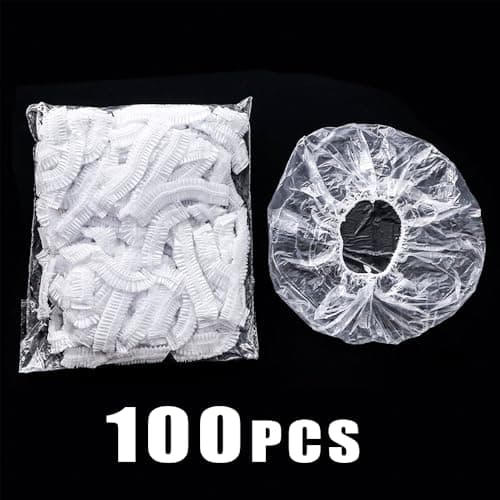 100Pcs Disposable Shower Caps, Plastic Clear Hair Cap Large Thick Waterproof Bath Caps (Large, 100Pcs) - Thumbnail 5