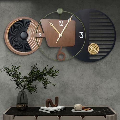 Tiuposr 41x20 Inch Modern Wall Clocks, Large Round Decorative Clock, Silent Non-Ticking Battery Operated Timepiece for Living Room, Bedroom, Office, Entryway - Thumbnail 6