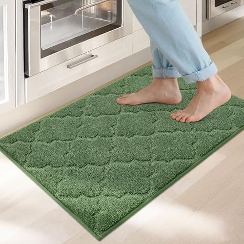 COSY HOMEER Kitchen Rugs 20" x 32" Washable Non Slip Kitchen Mats for Floor Absorbent Kitchen Carpet Soft Rugs for Kitchen,Sink Mat,Entrance,Area Rugs,Green