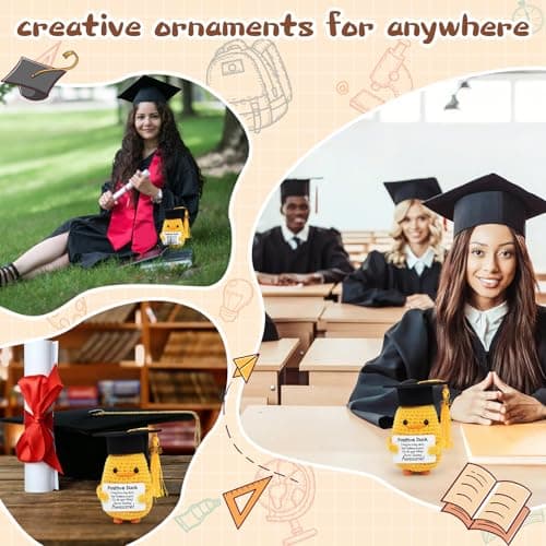 IrichBa Graduation Gifts Set Class of 2026 - Inspirational Positive Duck with Cap and Greeting Card – Handmade Emotional Support Funny Pickle for Her Girls Him Boys High School College - Thumbnail 5