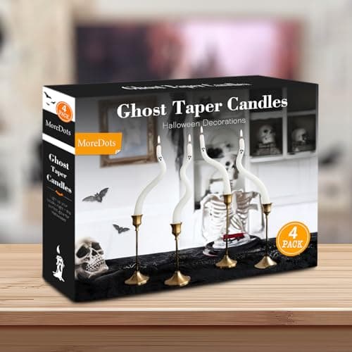 Halloween Decorations Indoor - 4 Pack Cute Ghost Taper Candles - Halloween Centerpieces for Tables - Twisted Candle Decoration for Mantel Table - Spooky Ghosts Candle Decor for Home Party Room - Thumbnail 6