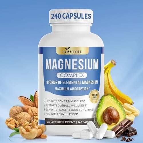 1000mg Magnesium Complex Capsules, 8-in-1 Magnesium Glycinate, Citrate, Malate, Taurate, Oxide, Carbonate, Aspartate, Orotate - 240 Capsules - Image 1