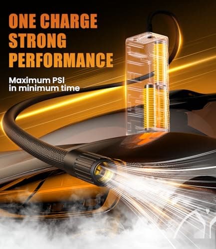 AOSKI Tire Inflator Portable Air Compressor: 150PSI Rechargeable Air Pump with Digital Pressure Gauge, LED Light and Auto Shut-Off - Fast Inflation for Car, Motorcycle, Bike, and Ball - Black - Thumbnail 4