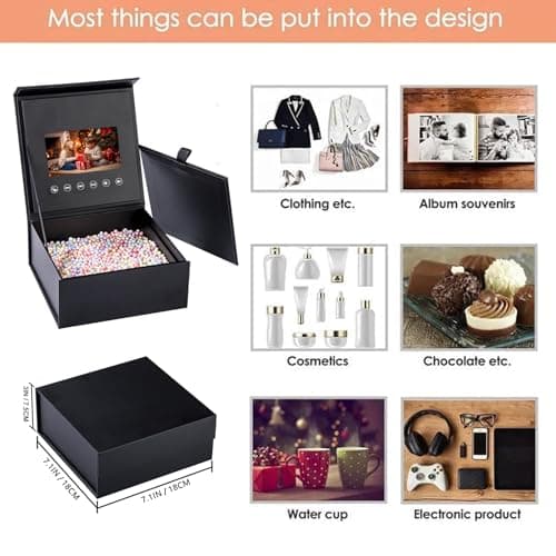 5-Inch IPS Screen Video Gift Box - White Paper Magnetic Lid Design - Personalized Greeting Card Box with Auto-Play LCD Screen - High-Tech Custom Gift Packaging for Unique Gifting - Thumbnail 5