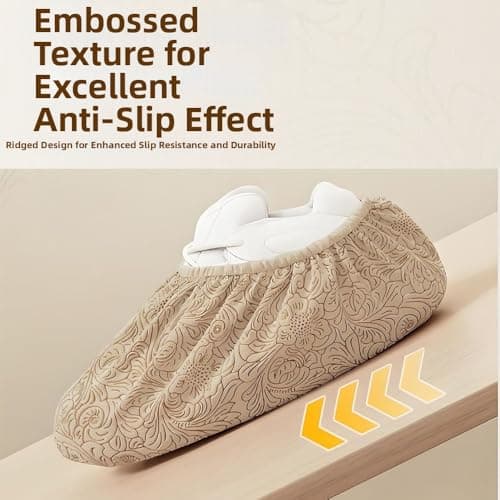 Disposable Non-Slip Shoe Covers Non-woven cover shoesWaterproof Recyclable Booties, Protector for Construction,Offices,Indoor Floor Carpet,One Size Fits All - 50 Pack (25 Pairs) (Brown) - Thumbnail 4