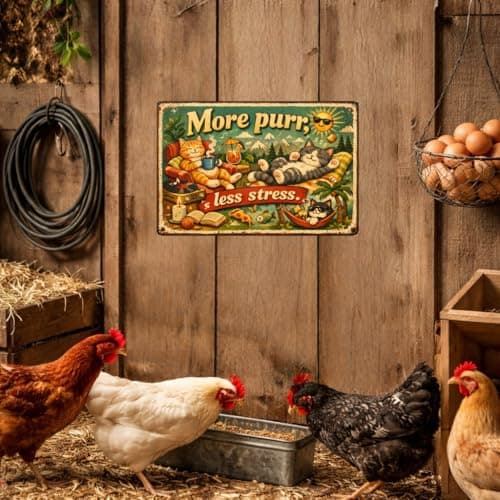 More Purr Less Stress Vintage Tin Sign Funny Cat Wall Decor Relaxing Kitten Illustration Retro Metal Plaque Cute Animal Art Home Office Wall 8x12 Inch Pre Drilled Holes - Thumbnail 4