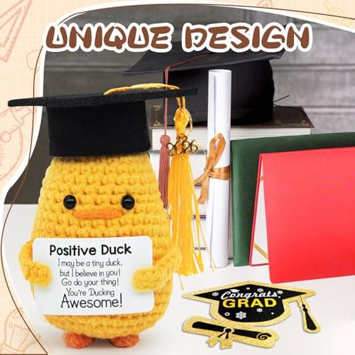 IrichBa Graduation Gifts Set Class of 2026 - Inspirational Positive Duck with Cap and Greeting Card – Handmade Emotional Support Funny Pickle for Her Girls Him Boys High School College - Thumbnail 6