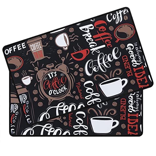SHACOS Coffee Bar Mats 2-pack, 12x19 Inch Absorbent Non-Slip Rubber, Waterproof & Heat Resistant, Black - Image 1