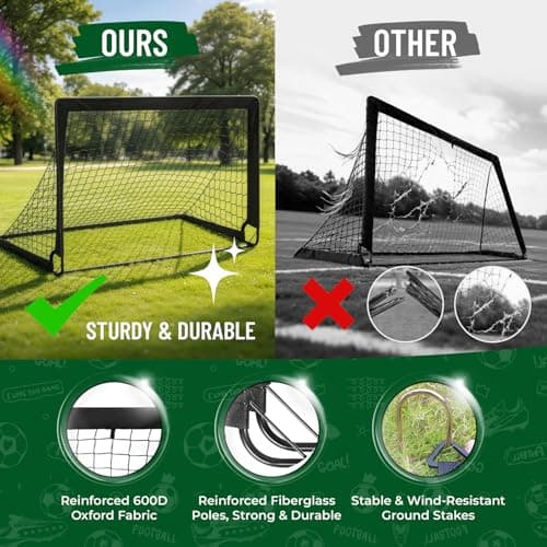 Kids Soccer Goal Set for Backyard – 4x3FT Portable Soccer Nets (Set of 2) with Ball, Scoreboard, Agility Ladder, Cones & Target Nets – Indoor Outdoor Soccer Training Equipment for Kids, Boys & Girls - Thumbnail 3