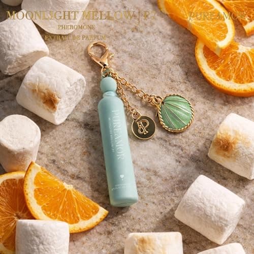 PUREAMOR Pheromone Perfume for Women, Moonlight Mellow 2-Pack Keychain Perfume – Sweet Gourmand Scent with Neroli, Orange Blossom & Marshmallow, Long Lasting Extrait de Parfum, 0.07 oz / 2 ml Each - Thumbnail 4
