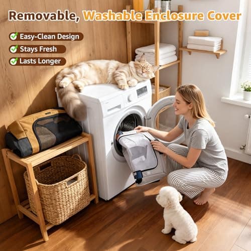 LOOBANI Foldable Dog Playpen for Small Dogs, Indoor/Outdoor Puppy Playpen with Removable Washable Fabric Enclosure, Sturdy Steel Frame & 690D Oxford Cloth, Portable Dog Cat Crate,32"x24"x22", Brown - Thumbnail 4