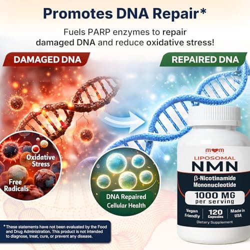 NMN Supplement 1000 mg Pure Nicotinamide Mononucleotide - NAD Precursor for Energy, Cellular Renewal & Longevity Support - Mitochondrial Support 120 Capsules - Vegan, Non GMO, Gluten Free - Thumbnail 5