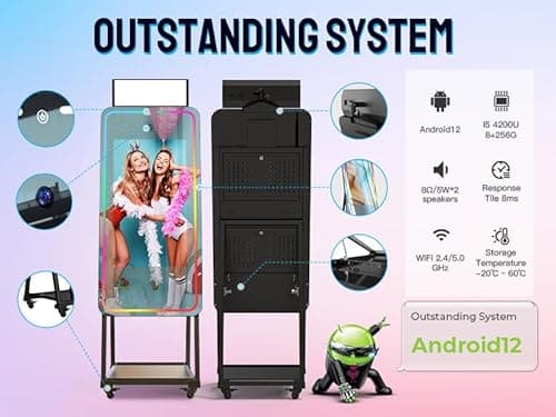 MWE Magic Mirror Photo Booth Machine Touch Screen with Printer,12MP 4K HD Camera,RGB Surround Light Music Sync,Professional Photography Light,Dual System,Software APP Remote Control (47in) - Thumbnail 5