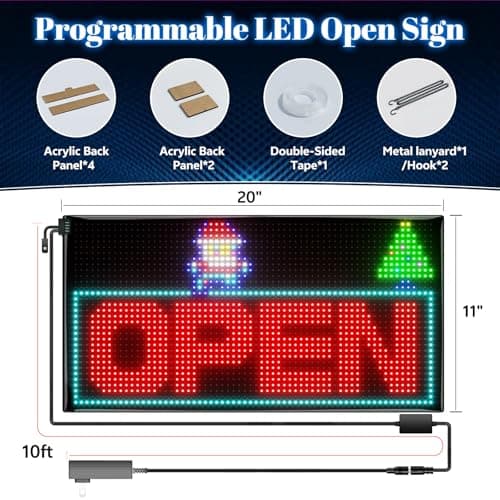 Programmable LED Open Signs,Multiple Open Dynamic and Static Effects,App Control, for Business Window Glass Cafes Bar - Thumbnail 6