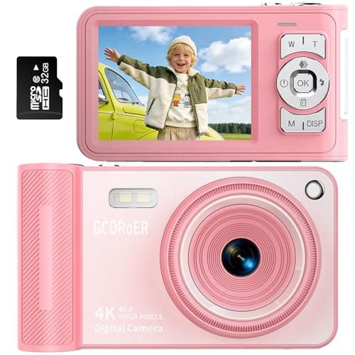 Digital Camera,Pink Digital Camera for Kids Teens 3-18, 50MP FHD 1080P Compact Camera with GB Card, 16X Zoom Anti-Shake,Webcam for PC,Christmas Birthday Gifts for Girl Boys 3-12, 13-18 Years Old - Thumbnail 2