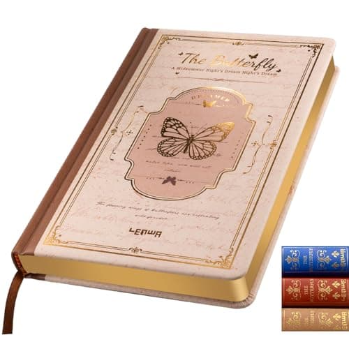 LENWA Junk Journal Book & Travel Diary - 224 Pages Mixed Paper (8 Blank & 8 Lined) Hardcover Leather Notebook, Vintage Butterfly Journal Aesthetic Memory Book for Creative Writing & Art (A5) - Image 1