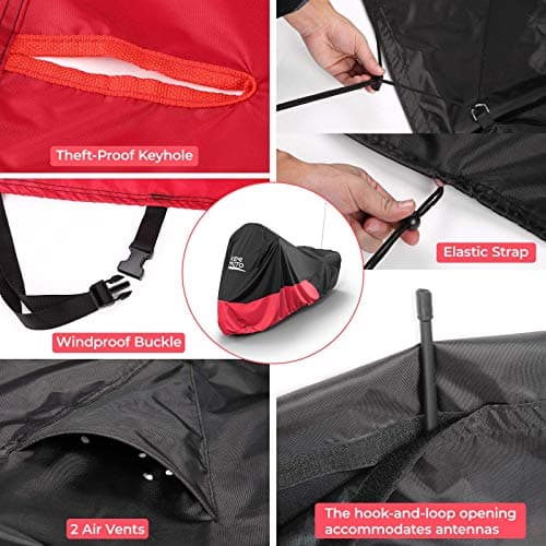 KEMIMOTO Heavy Duty 420D Motorcycle Cover Fits Side Top Box Waterproof Outdoor Compatible with Touring, Touring Ultra Limited Road King Street Glide Road Glide All Weather Dust Sunlight Rain Cover - Thumbnail 5
