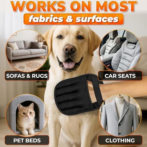 Cat Hair Remover Glove – Electrostatic Five-Finger Fur Remover for Cats & Dogs, Reusable Polyester 9.25"x6.69" for Couch, Carpet, Car Seat, Furniture & Clothing, Quick Pick-Up for Simple Tidying - Thumbnail 6