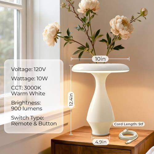 Honey Tour 2-in-1 Ceramic Table Lamp, Perfect Mother’s Day Gift for Mom, RGB Color-Changing & 3000K LED Bedside Lamp, Modern Vase Lamp for Bedroom, Nightstand & Desk Decor - Thumbnail 2