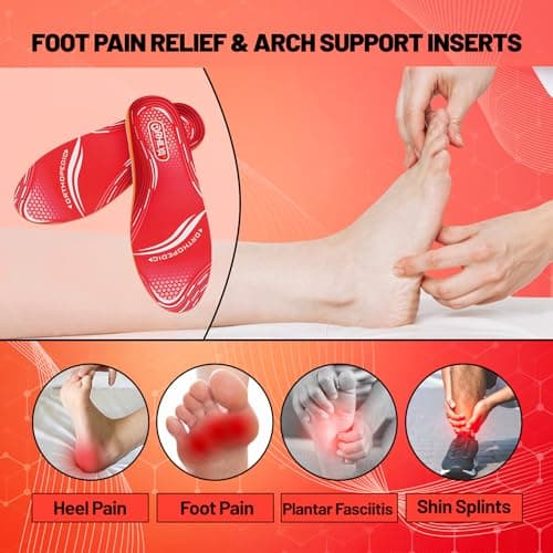ORHILYA 220lbs+ Plantar Fasciitis Relief Foot Pain Arch Support Insert Orthotics Insole, Women Men Shoe Inserts for Standing All Day, Comfort Work Boot Insole Flat Feet Heel Spur Size 6, 250MM - Thumbnail 4