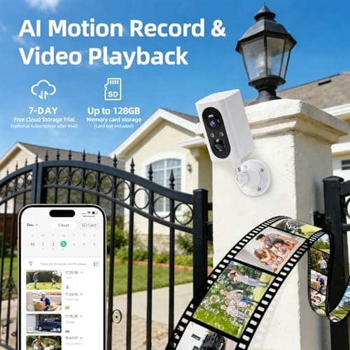 Security Cameras Wireless Outdoor 355° Pan Rotating 2K Color Night Vision Cameras for Home Security WiFi Battery Outdoor Camera Motion Detection 2-Way Talk IP65 Spotlight Siren SD/Cloud Storage 2 Pack - Thumbnail 6