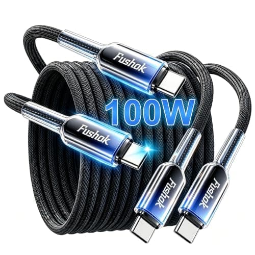 Fushok 100W USB C Cable for iPhone 17 Series [2-Pack, 6FT] USB C to USB C Cable Fast Charging Nylon Braided Type C Cord for MacBook Pro/Air, iPad Pro, Samsung, Pixel - Image 1