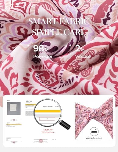 GRACE KARIN Women Boho Floral Tops, Summer Short Sleeve Shirts, V Neck Dressy Casual Blouse Work Printed 2026 Spring Trendy Beige Red Small - Thumbnail 5