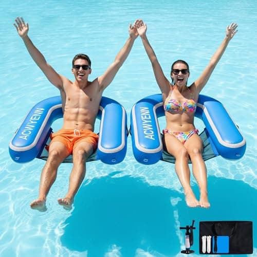 ACWYENN Inflatable Hangout Chair, Floating Pool Chair, Lounge Chair, Lake Floats (2 Packs-Dark Blue) - Image 1