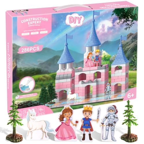 286 PCS Princess Castle Building Kit for Girls 6-12, Mini Brick DIY Craft Castle Playset, STEM Construction Toy, Pink Fantasy Castle Building Set, Creative Alternative to Popular Building Block Sets - Image 1