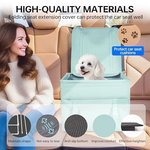 Dog Booster Car Seat with Washable Removable Cover for Small Dogs up to 13 lbs,Fits Car Truck SUV,(Green). - Thumbnail 2