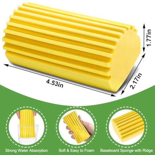 Jeymei 4-Pack Damp Clean Duster Sponge Brush for Cleaning Blinds, Glass, Baseboards, Vents, Railings, Mirrors, Window Track Grooves and Faucets (Yellow) - Thumbnail 2