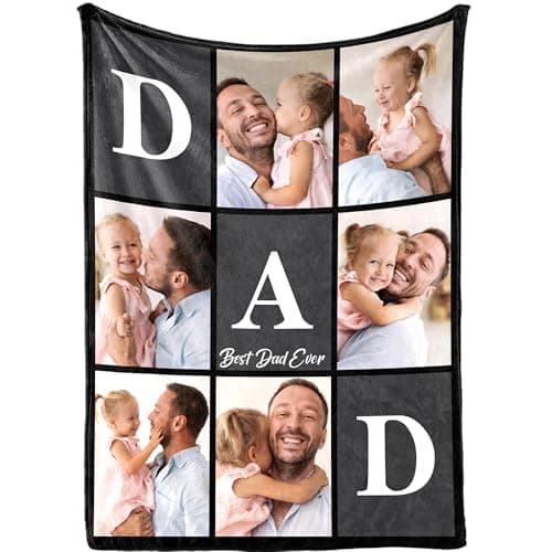 Yofair Fathers Day Blankets Gifts Custom Blanket with Picture Customized Photo Blanket Family Christmas Personalized Dad Birthday Gifts for Adult 40" W x 50" L - Image 1