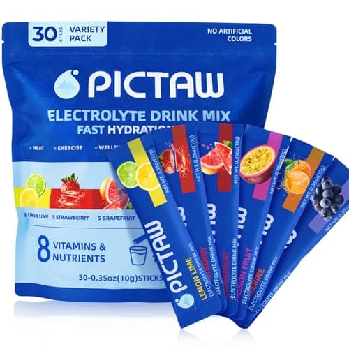 PICTAW Electrolytes Powder Packets 30 Stickpacks, Variety Pack Hydration Packets,Low Sugar Liquid Daily IV Electrolyte Drink Mix for Instant Hydration Indoor Sport Outdoor Non-GMO 10.58oz - Image 1