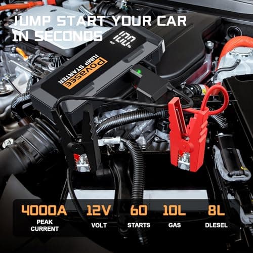 Povasee 4000A Jump Starter 12V Battery Jumper Starter(10L Gas 10L Diesel Engine),Car Battery Jump Starter with 3" LCD Display, Power Bank/Dual Output/LED Light - Thumbnail 2