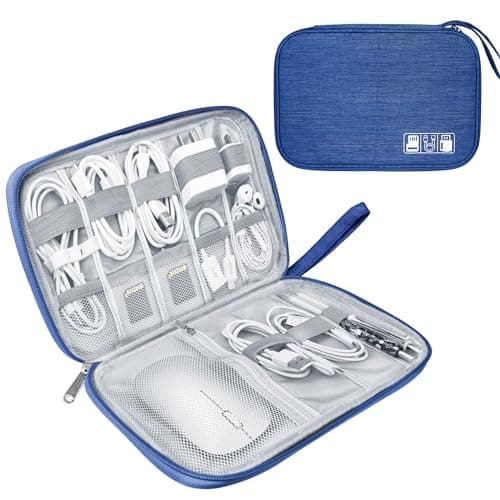 Lcsmaokin Electronics Travel Organizer,Portable Waterproof Electronic Travel Storage Bag for Small Charging Cord Storage,Charger,Small Electronics,SD Card etc,for Travel,Business -Navy Blue - Image 1