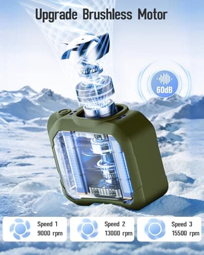 SWEETFULL Portable Waist fan, 10000mAh Personal Fan Rechargeable with Belt, 15500RPM Clip on Fan with LED SOS & Flashlight, 3 Speeds Battery operated 24H RunTime for Jobsite Outdoor Travel (Green) - Thumbnail 2