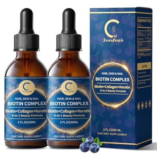 Liquid Biotin & Collagen Drops 20,000mcg--High Potency Hair Growth Vitamin Support - Biotin and Liquid Collagen Supplement for Women & Men - Glowing Skin Support, Healthy Hair & Nail Growth - 4 Fl Oz