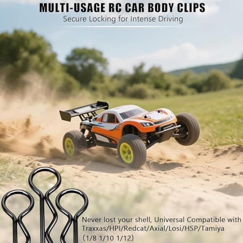 Universal 1.0mm RC Car Body Clips Retainer Pull Tabs Body Clips (10-Pack), Rubber and Metal Body Clips for Arrma 1/10 Granite/Senton Boost, Traxxas 1/12 1/14 1/16 Scale RC Crawler, Fixed Buckle(Black) - Thumbnail 4