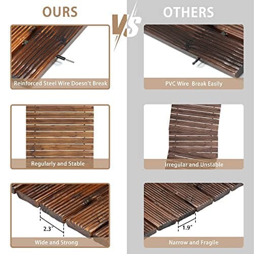 Spurgehom 8FT Wooden Garden Pathway Straight Outdoor Walkway Roll Out Cedar Wood Patio Flooring Path Decorative Lawn Patio Pavers Boardwalk Beach Wedding Party (Brown) - Thumbnail 3