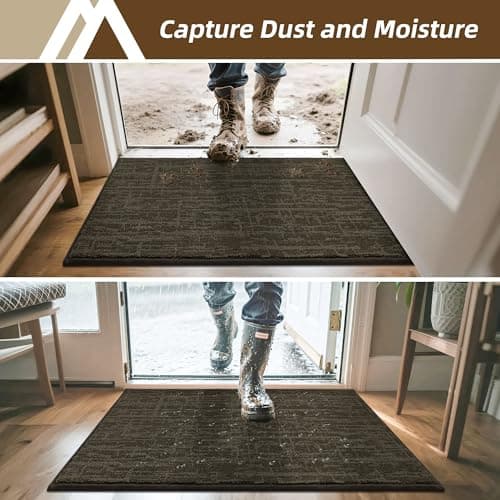 Dirt Trapper Door Mat Non-Slip Washable Entryway Rug,20"x32",Brown - Thumbnail 3