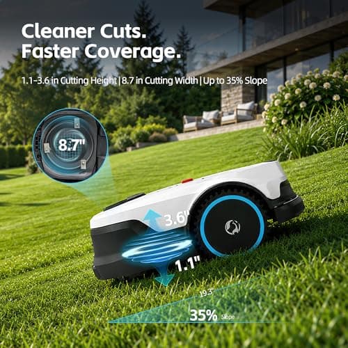Proudeer DW1500 Wireless Robotic Lawn Mower, GPS RTK & AI Vision Navigation,up to 0.35 Acre Robot Mower with 3D Obstacle Avoidance, Auto Height, IPX6 Waterproof for Smart Home Yard Care - Thumbnail 5