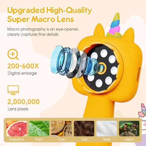 Magnify 2.4" Microscope for Kids, 600X-4800X Handheld Digital Miniscope, Portable Pocket Magnification Microscope Photo & Video | Education Toys for Age 3 4 5 6 7 8 9 10 Girls Boys - Thumbnail 3