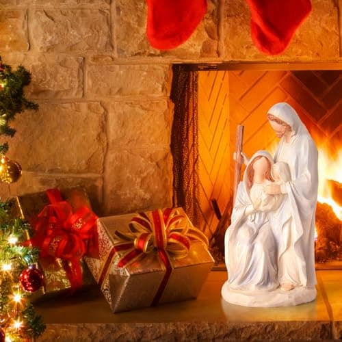 Vofstand 10" Nativity Scene Set Holy Family Ornament Statue Indoor Jesus Christmas New Year Decor Gift Hand-Painted Resin Figurines - Thumbnail 5