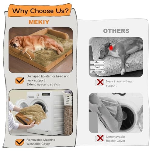 Large Dog Bed Orthopedic Washable, Orthopedic Dog Beds for Large Dogs with Washable Cover, Removable Bolster and Non-Slip Bottom Orange Gaint Pet Beds, XXXLarge Extra Large Dogs - Thumbnail 4