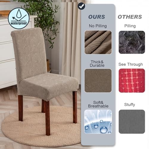 YUEANG Waterproof Dining Chair Covers, Chair Covers for Dining Room Stretch Parsons Chair Slipcover, for Dining Room Kitchen Chair Protector Cover, Removable, Washable - Thumbnail 4