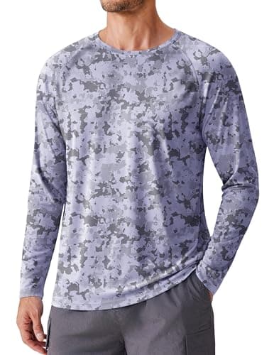 PINSPARK Men's UPF 50+ Sun Protection Shirts Quick Dry Long Sleeve Fishing Shirts for Men Lightweight Beach Swim Shirt Grey - Image 1