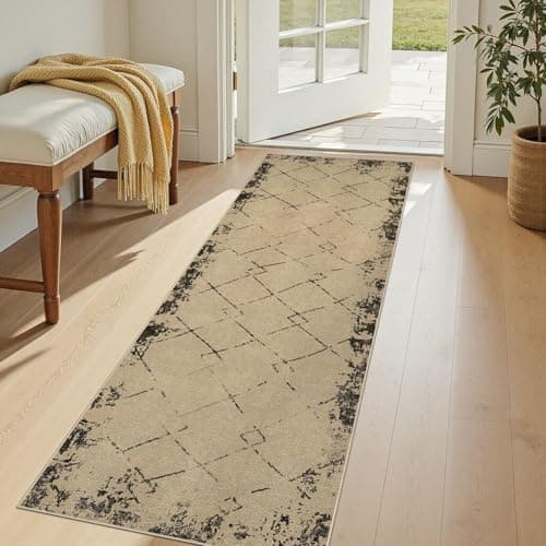 UERMEI 2x6 Outdoor Jute Runner Rug, Neutral Rugs Washable Farmhouse Patio Non Slip Runners Rug for Hallway Kitchen Bedroom Porch Laundry Bathroom Modern Brown - Thumbnail 4