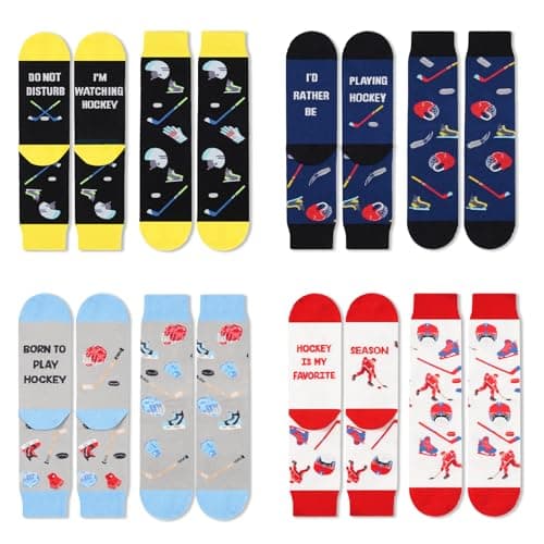 GOAUS Novelty Socks Hockey Socks 4 Pack, Funny Gifts for Teen Boys Men Teenagers - Thumbnail 4