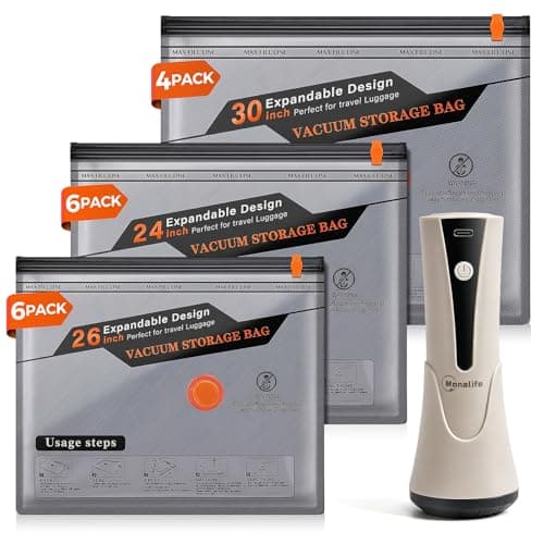 Monalife Vacuum Seal Bags for Clothing Travel with Electric Pump,16 Pack