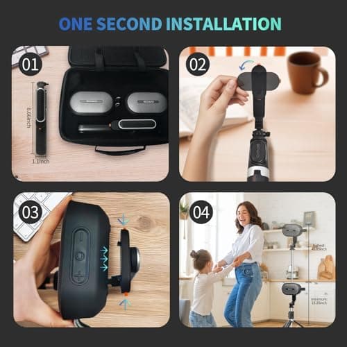 SOWO Wireless Dual Bluetooth Speakers Set, Adjustable Stands 2Pcs, High-Fidelity Stereo Sound, Smart Pairing Sync, Surround Sound with Portable Lightweight Case for Home, Travel, Party, Birthday - Thumbnail 3